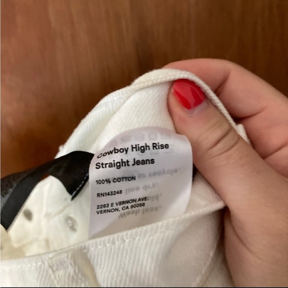 Reformation Cowboy High Rise Straight Jeans in White - Picture 3 of 4